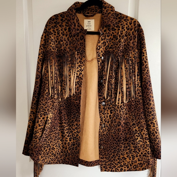 Free People Animal Print Fringe Jacket - Brown and Black. New Without Tag - Picture 6 of 7